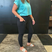 Silky Black Mono B Leggings w/Pockets1