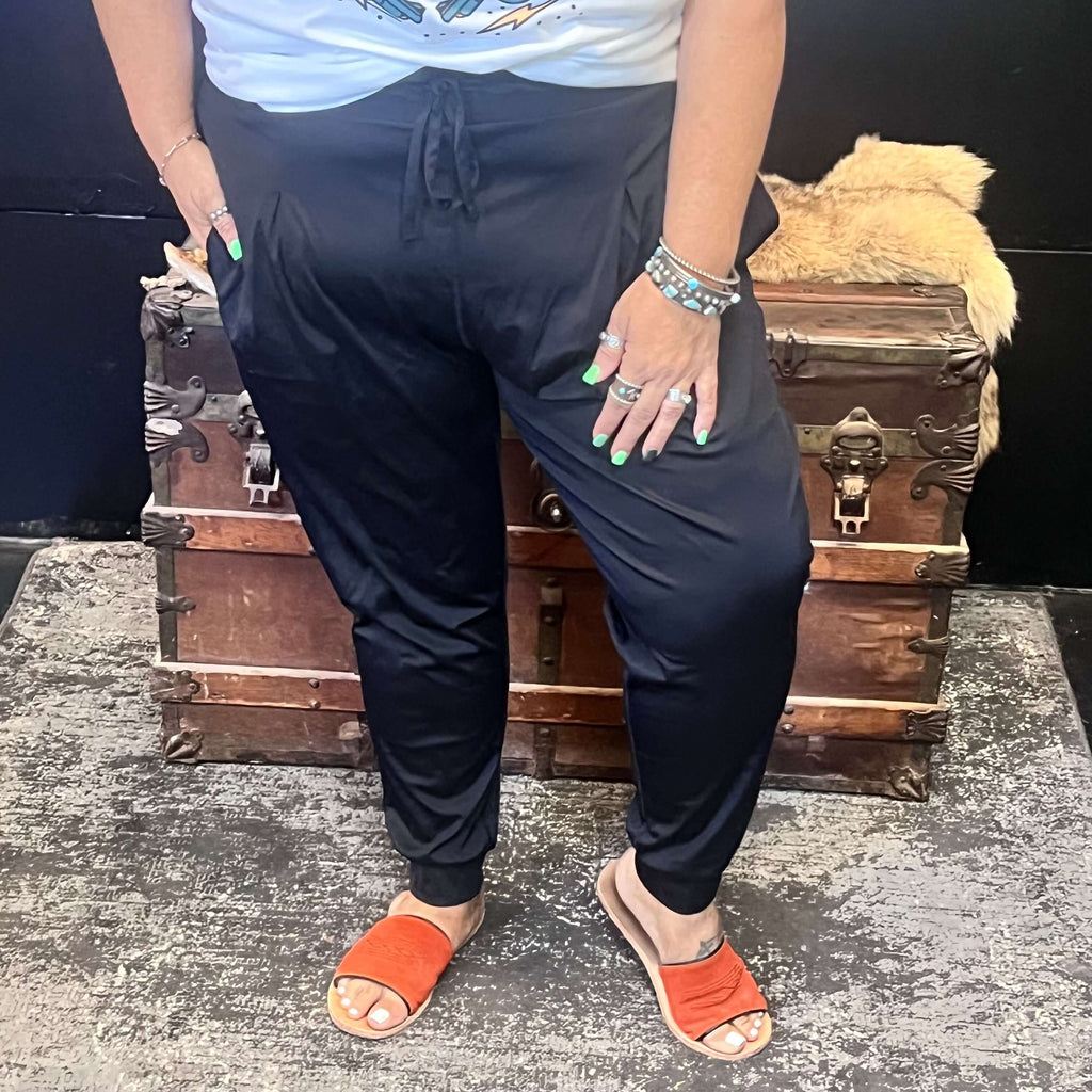 Silky Mono B Plus Size Black Joggers1