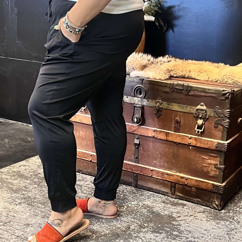 Silky Mono B Plus Size Black Joggers2