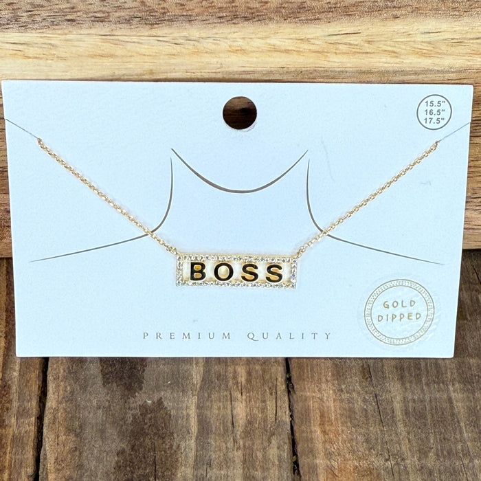 Sparkly gold boss fashion necklace