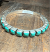 Square Green Turquoise Kingman Bangle Genuine Bracelet
