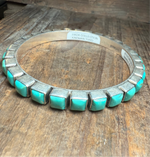 Square Green Turquoise Kingman Bangle Genuine Bracelet
