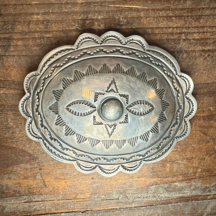 Stamped Sterling Silver Belt Buckle