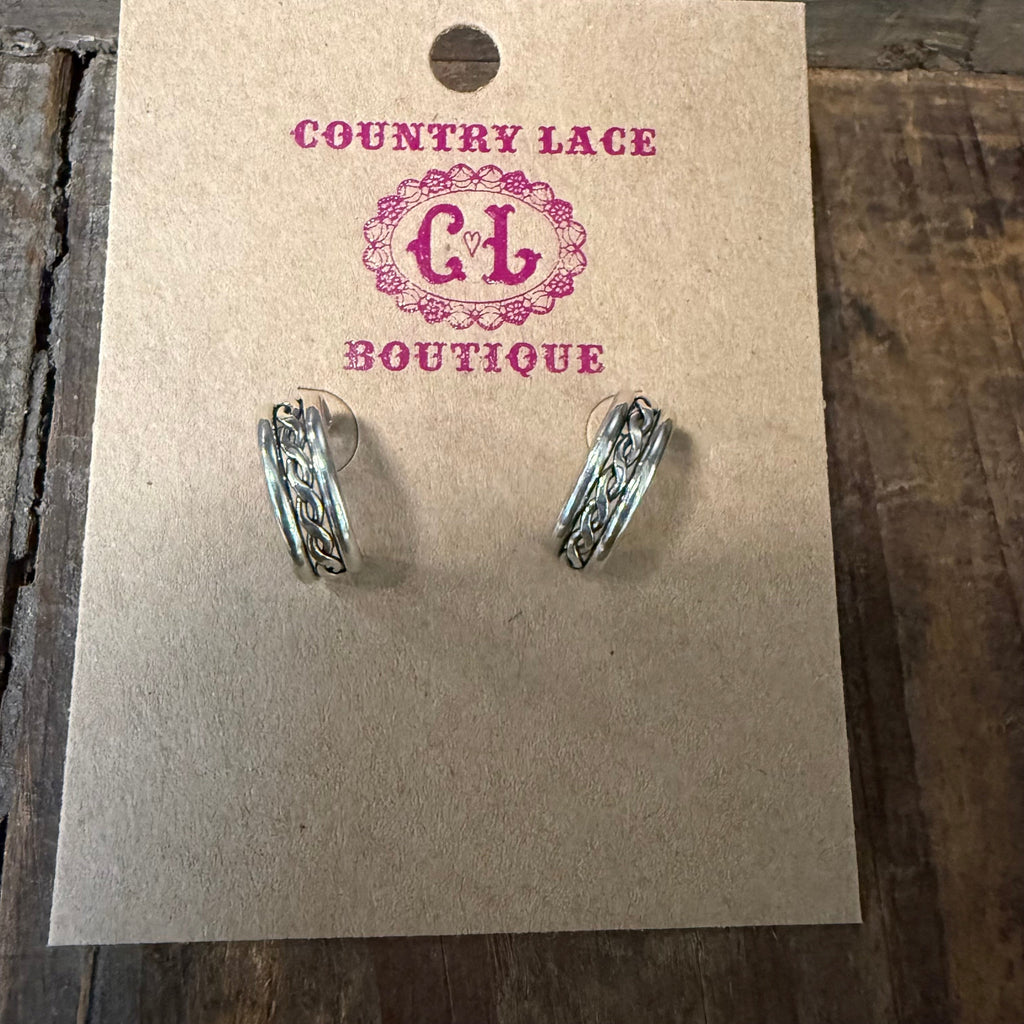 Sterling SilverTwisted Hoop Huggie Post Genuine Earring