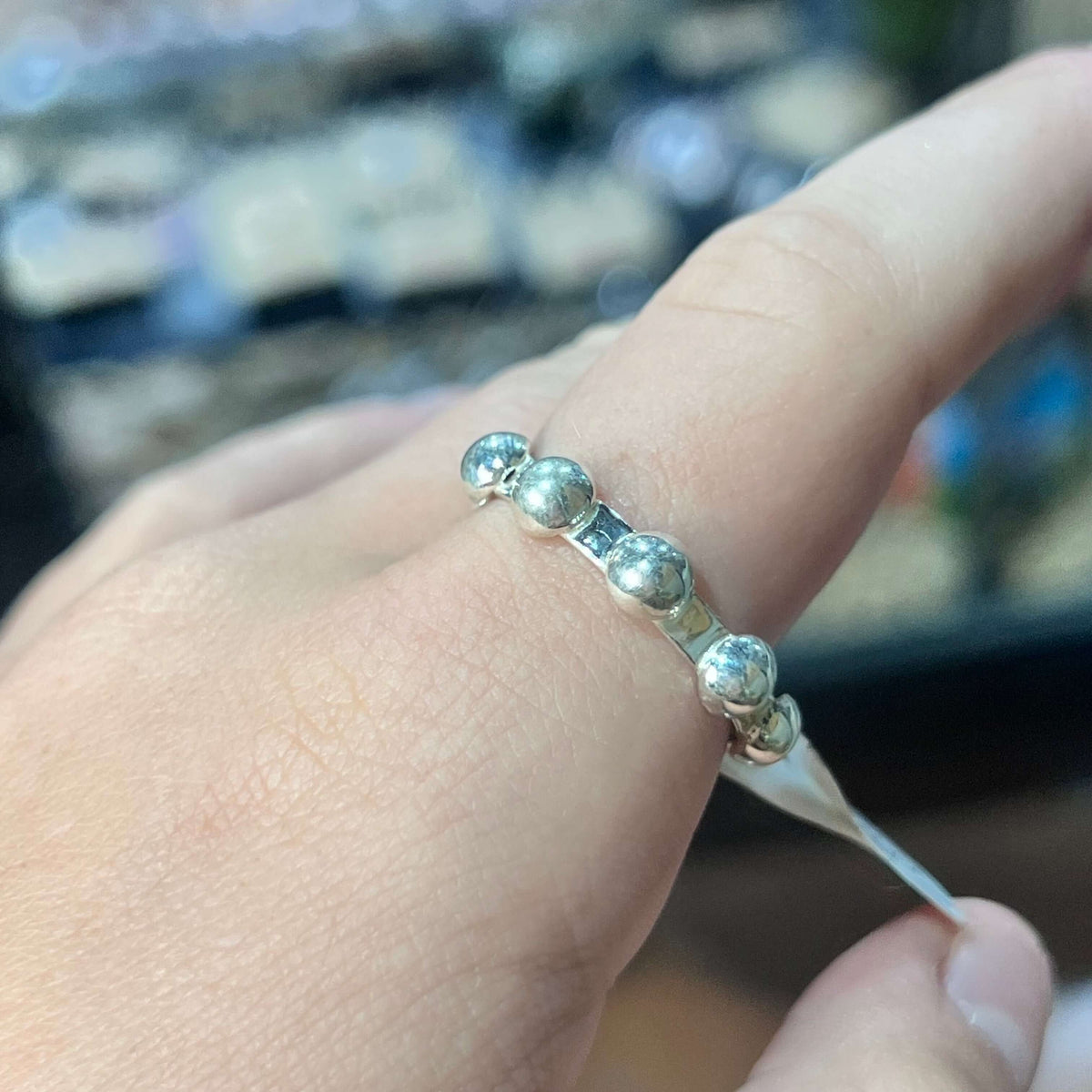 Sterling Silver Skinny Ball Genuine Ring1