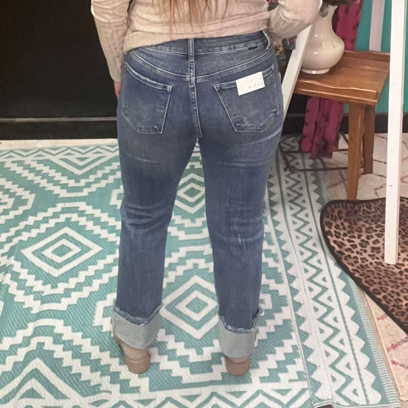 Stone Wash Straight Leg Risen Jeans4