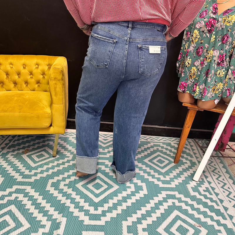 Stone Wash Straight Leg Risen Jeans88