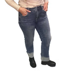 Stone Wash Straight Leg Risen Jeans