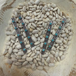 Stunning Sterling Silver Long Vertical with 5 Turquoise Stones Post Genuine Earring