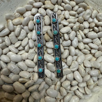 Stunning Sterling Silver Long Vertical with 5 Turquoise Stones Post Genuine Earringa