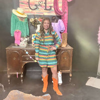 Tasha Serape Pearl Snap Long Sleeve Dress 1