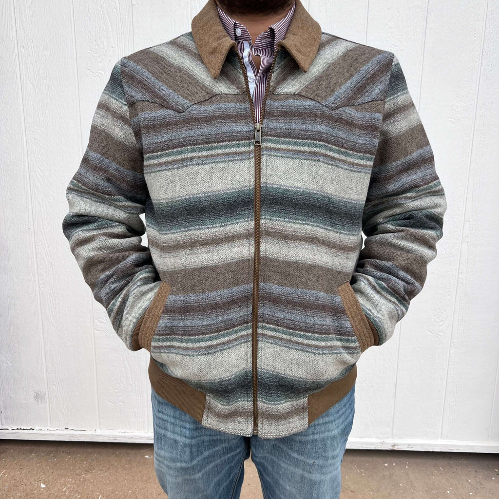 Taupe Powder River Serape Stripe Wool Bomber2