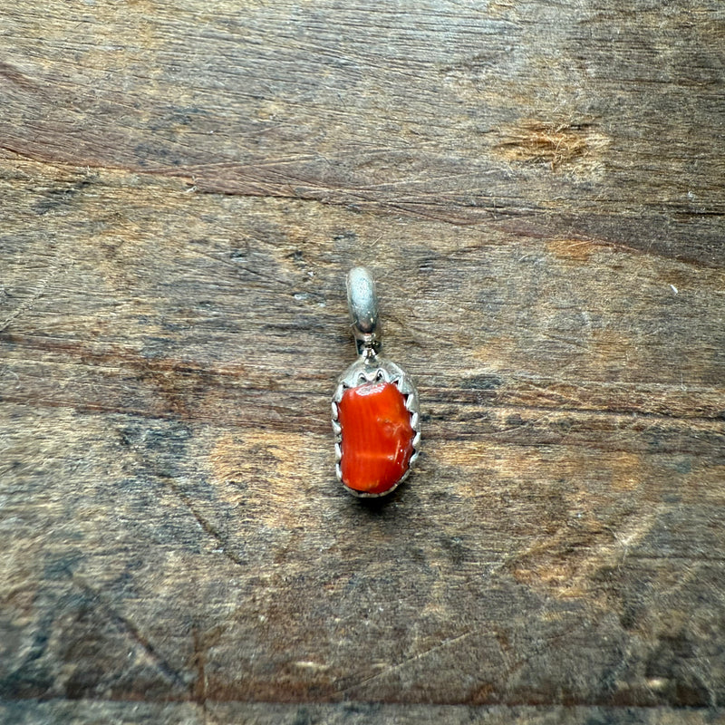 Tiny Red Coral Genuine Necklace Pendant78