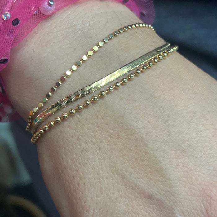 Triple Patterned Gold Fashion Bracelet.