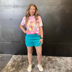 Turquoise High Waisted Athletic Shorts with Zip Waist Pocket888