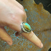 Turquoise Oval Stone Genuine Ring W/ Sterling Detail25