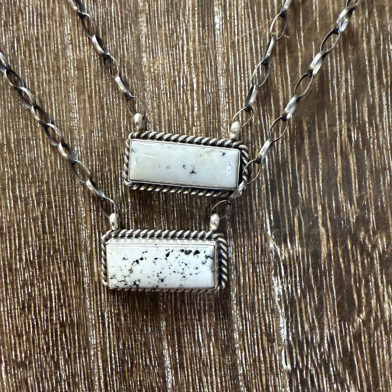 White Buffalo Bar Sterling Silver Genuine Necklace