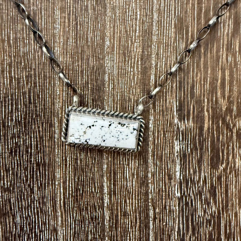 White Buffalo Bar Sterling Silver Genuine Necklacea
