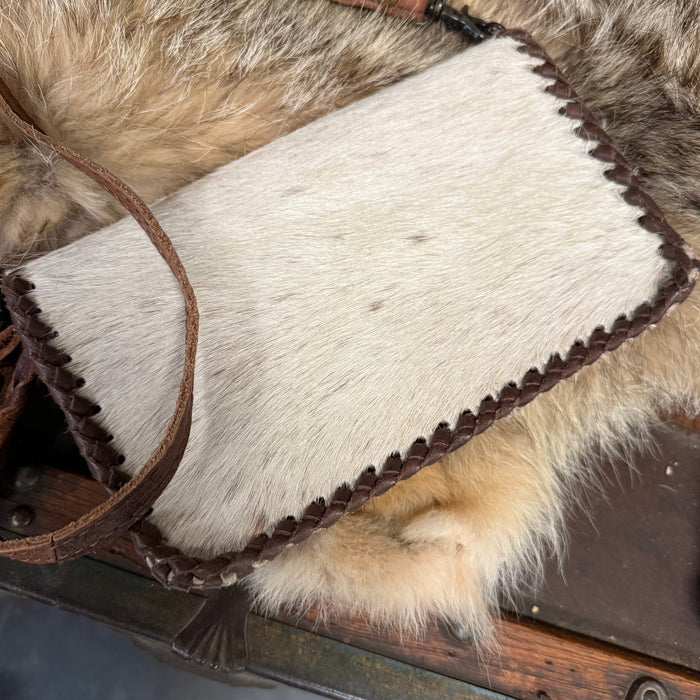 White Cowhide Double Zip Leather Wallet Purse