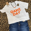 White Game Day with Orange V- Neck T-shirt