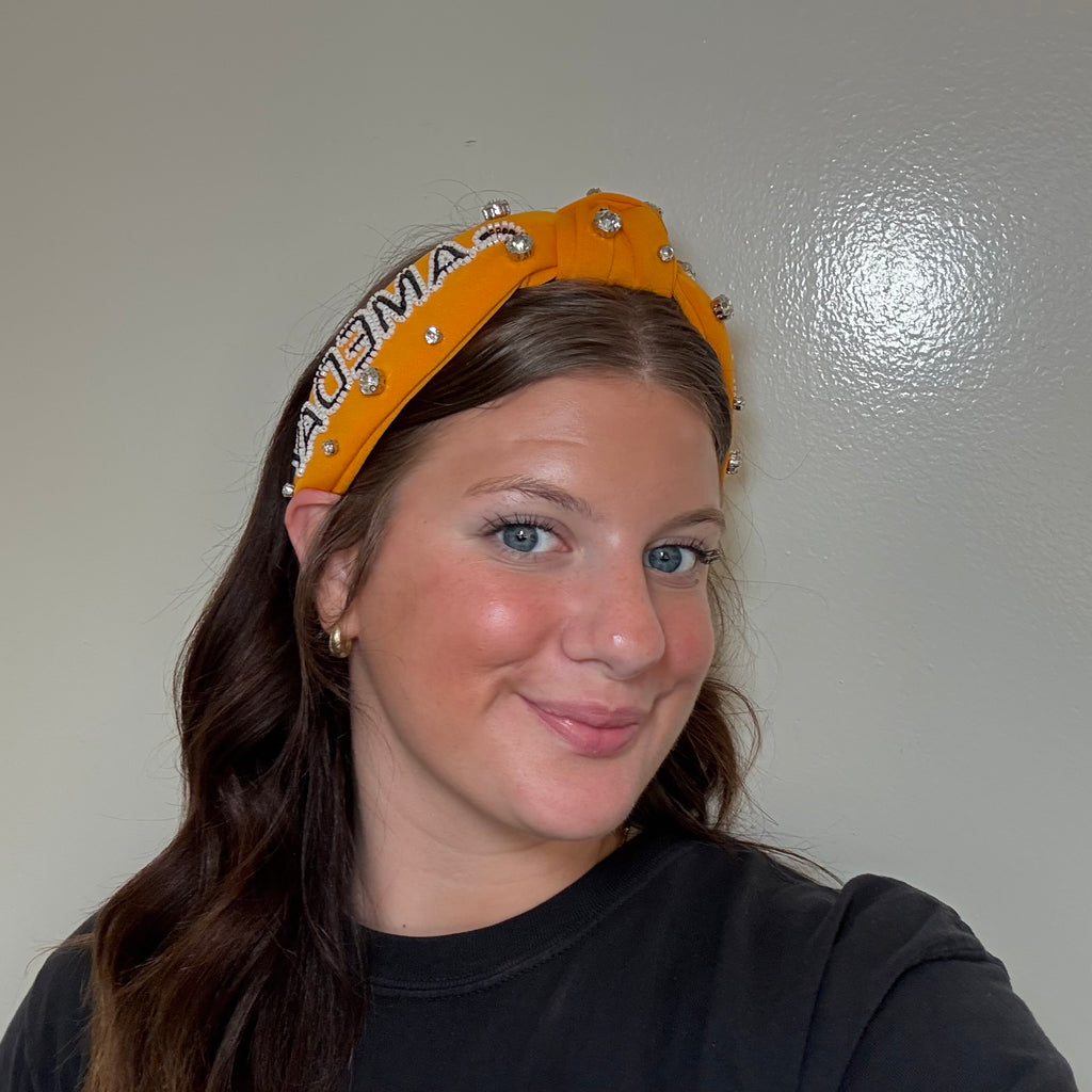 Yellow Black & White Gameday Headband1