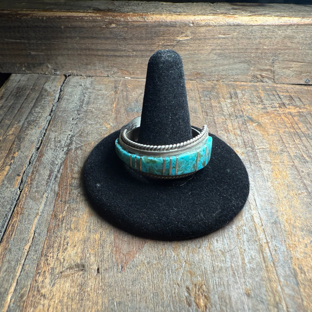 Zuni Inlay Graduated Turquoise Genuine Ring / Size 13.5