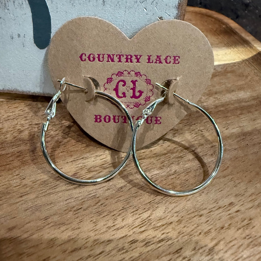 All day Silver Hoop Fashion Earrings - Country Lace Boutique