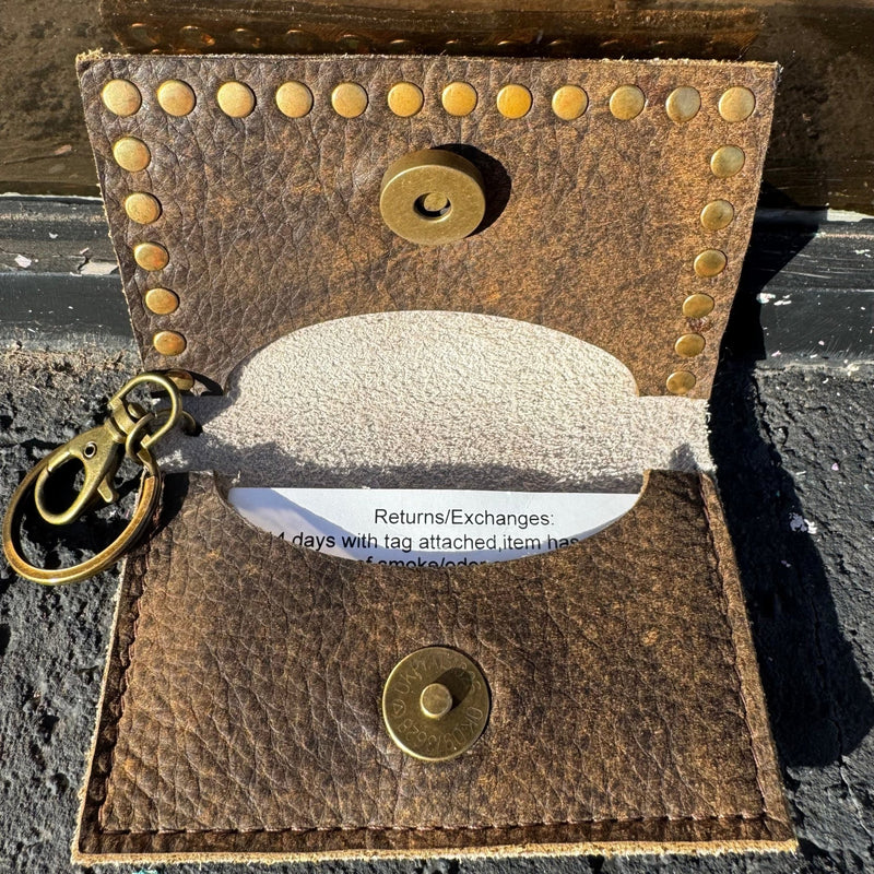 Animal Print and Gold Acidwash and Crystal Holder Wallet - Country Lace Boutique