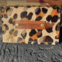 Animal Print and Gold Acidwash and Crystal Holder Wallet - Country Lace Boutique