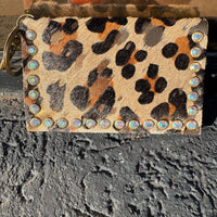 Animal Print and Gold Acidwash and Crystal Holder Wallet - Country Lace Boutique
