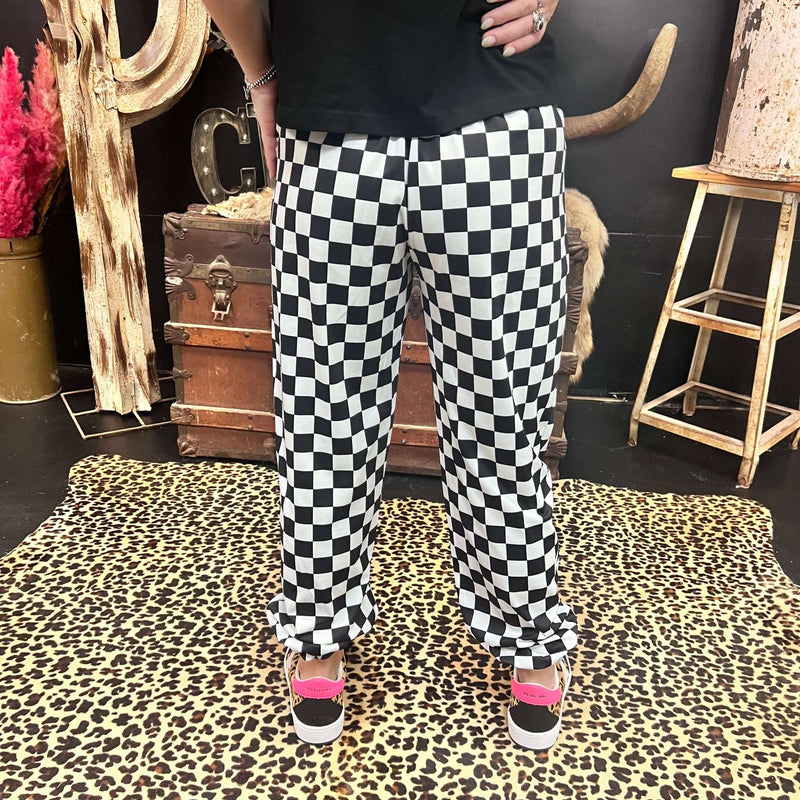 Around The Track Checkered Joggers - Country Lace Boutique