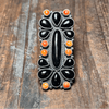 Authentic Black Onyx & Orange Spiny Sterling Silver Adjustable Ring - Country Lace Boutique