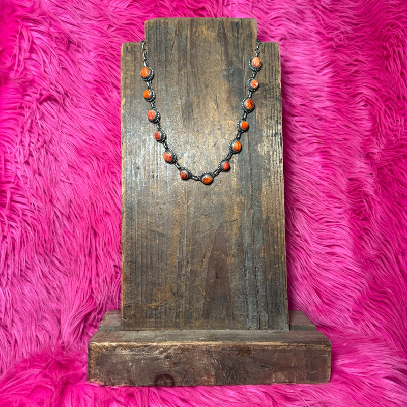 Authentic Orange Spiny Choker Sterling Silver Necklace - Country Lace Boutique