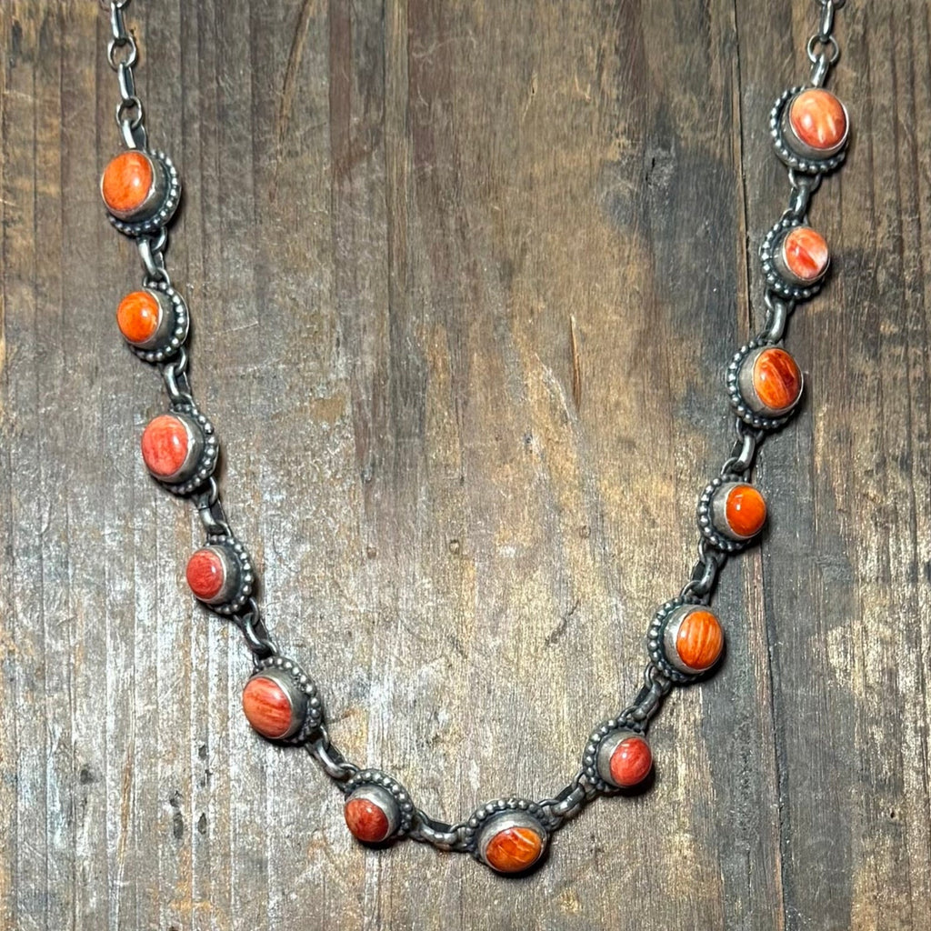 Authentic Orange Spiny Choker Sterling Silver Necklace - Country Lace Boutique