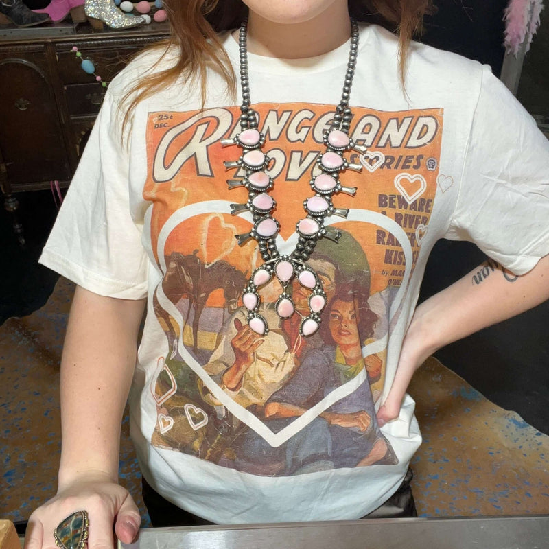 Authentic Pink Conch Squash Blossom Sterling Silver Necklace - Country Lace Boutique