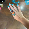 Authentic Turquoise Orange & Purple Spiny & Sonoran Gold Adjustable Sterling Silver Ring - Country Lace Boutique