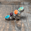 Authentic Turquoise Orange & Purple Spiny & Sonoran Gold Adjustable Sterling Silver Ring - Country Lace Boutique