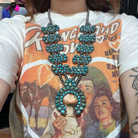 Authentic Turquoise Squash Blossom Sterling Silver Necklace - Country Lace Boutique