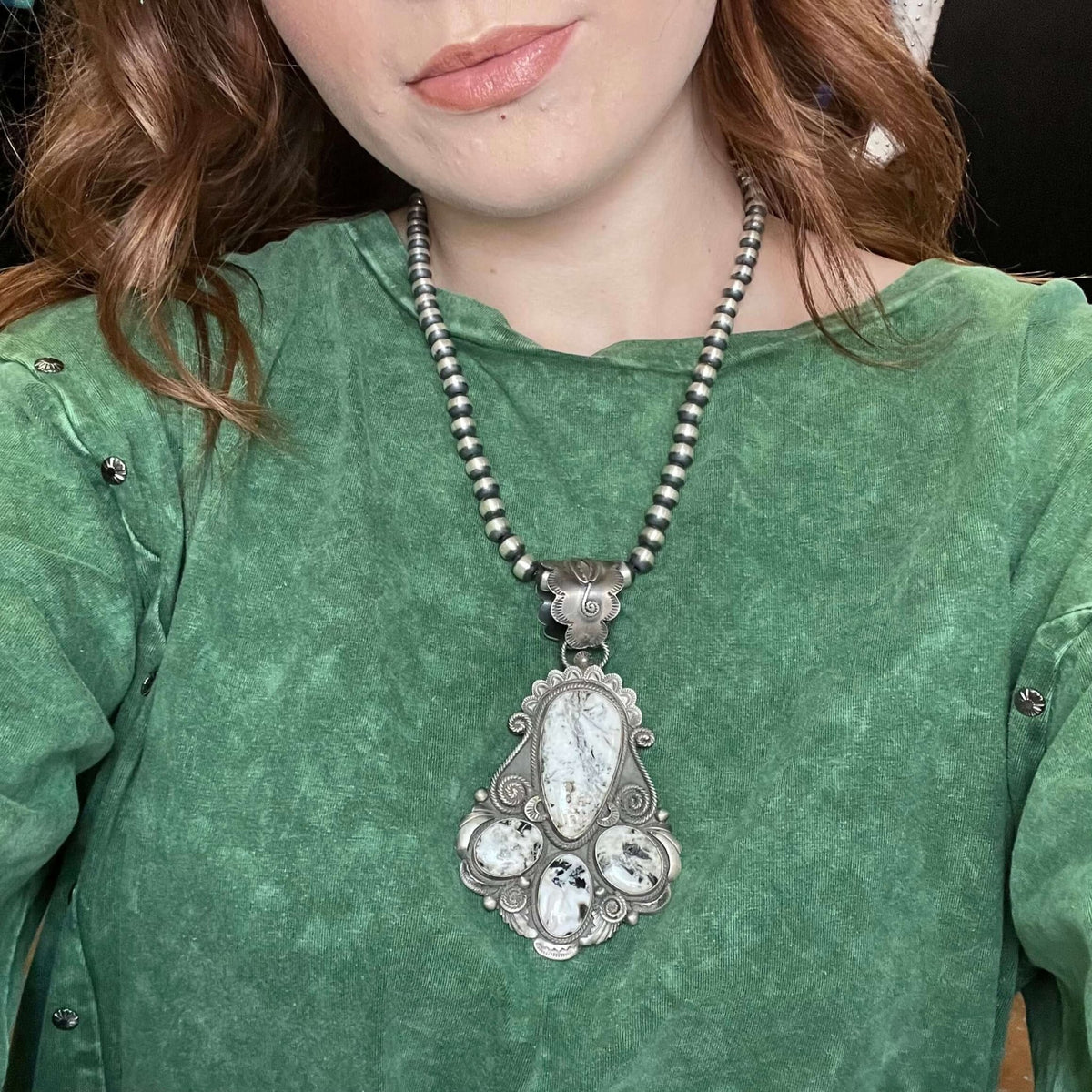 Authentic White Buffalo Sterling Silver Pendant for Necklace - Country Lace Boutique