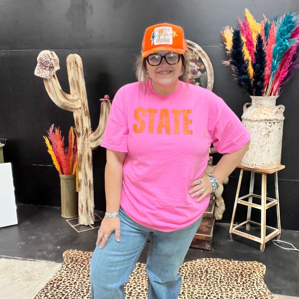 Azalea Pink State Crew Neck T-shirt / XL - Country Lace Boutique