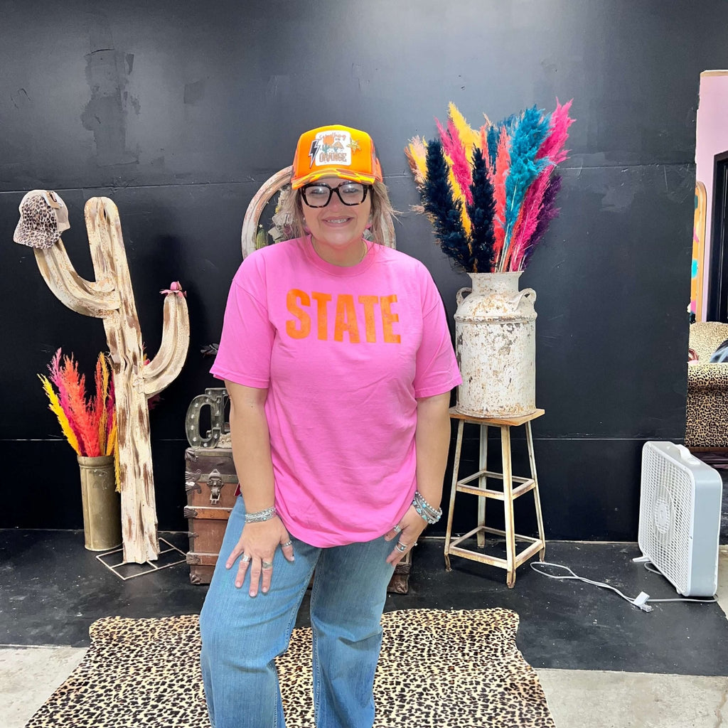 Azalea Pink State Crew Neck T-shirt / XL - Country Lace Boutique