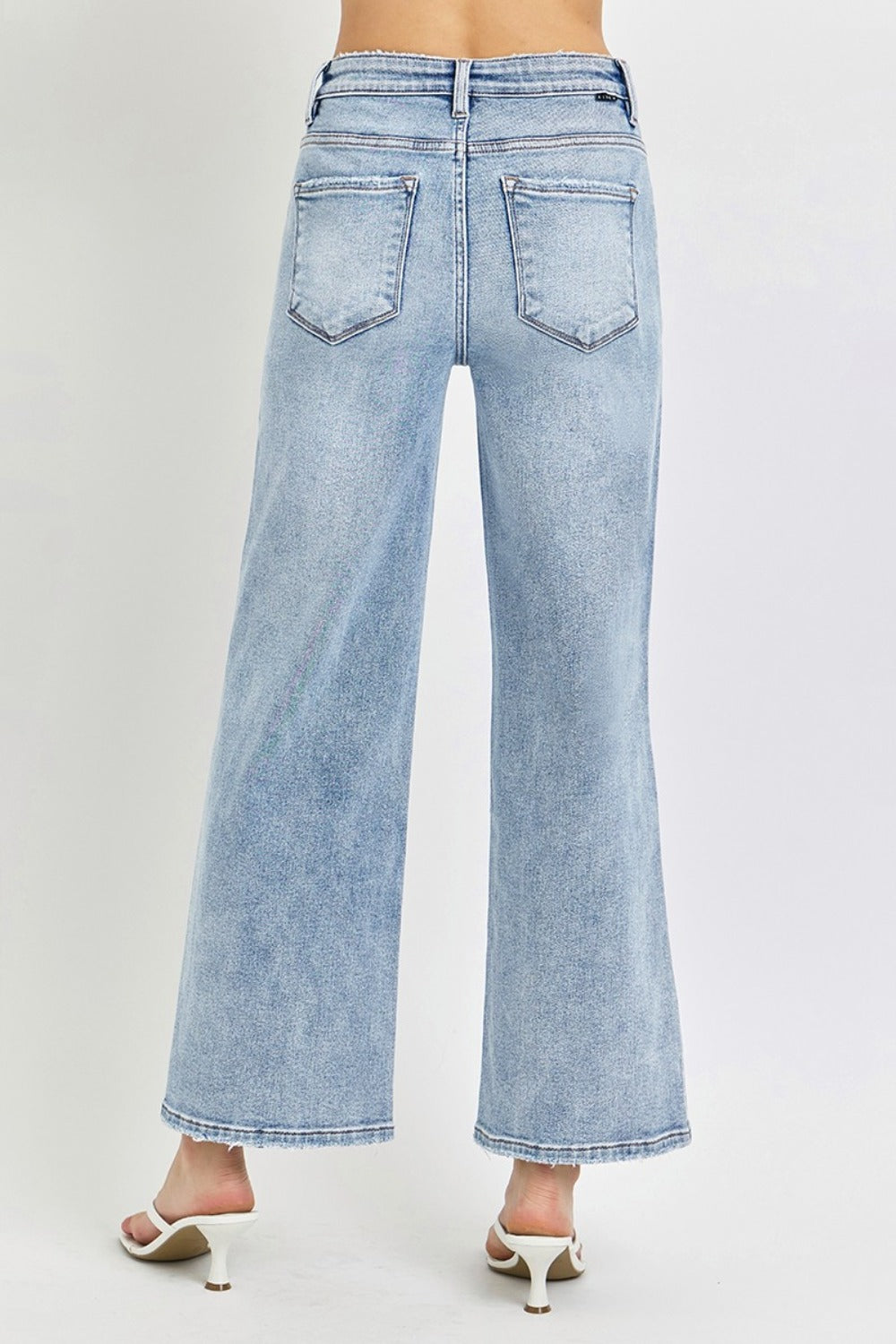 RISEN Lightwash High Rise Crop Wide Leg Jeans