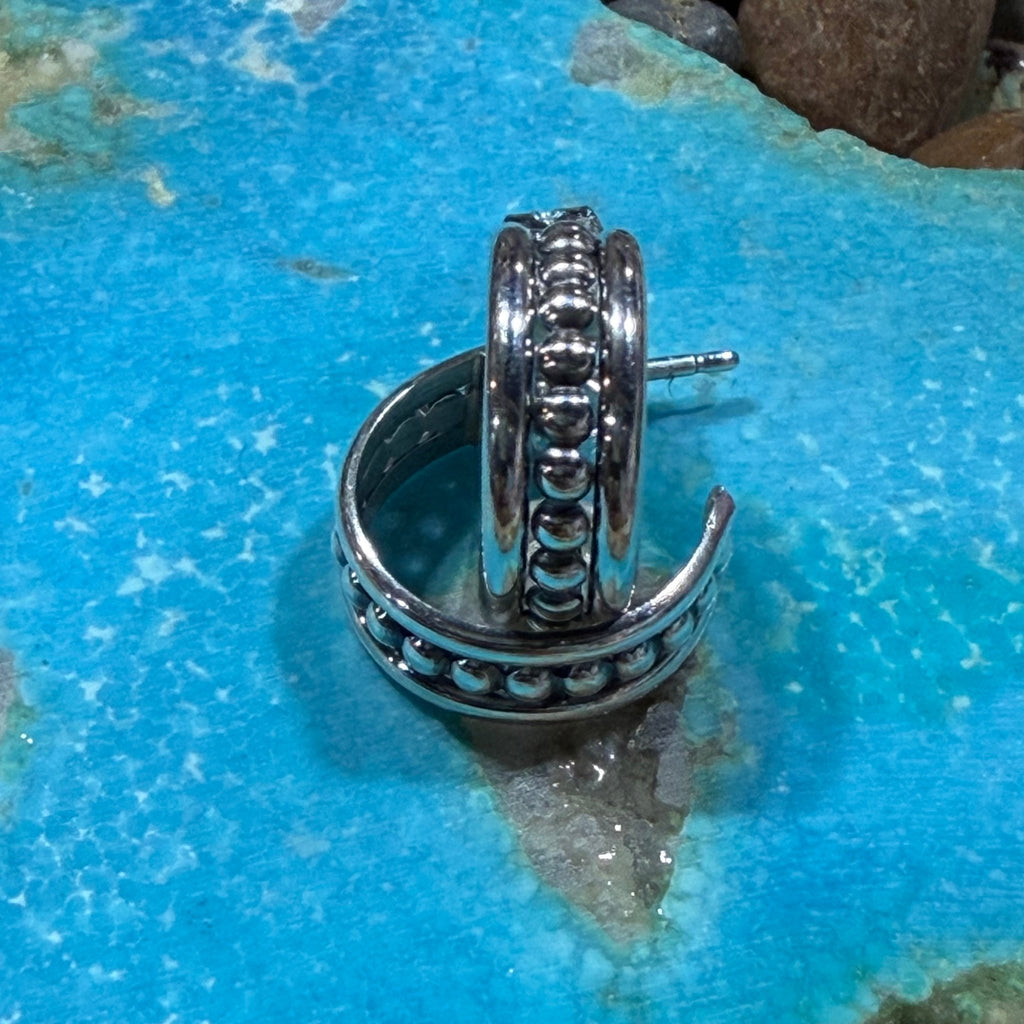 Ball Huggie Hoop Post Sterling Silver Earring - Country Lace Boutique