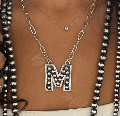 Ball Letter Initial Sterling Silver Necklace - Country Lace Boutique