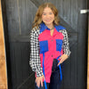 Barbie Pink & Hounds Tooth Long Sleeve Button Down Top - Country Lace Boutique