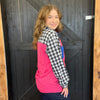 Barbie Pink & Hounds Tooth Long Sleeve Button Down Top - Country Lace Boutique