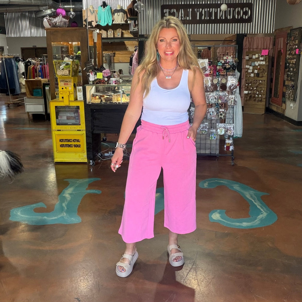 Barbie Pink Quilted Cropped Sweat Pants - Country Lace Boutique