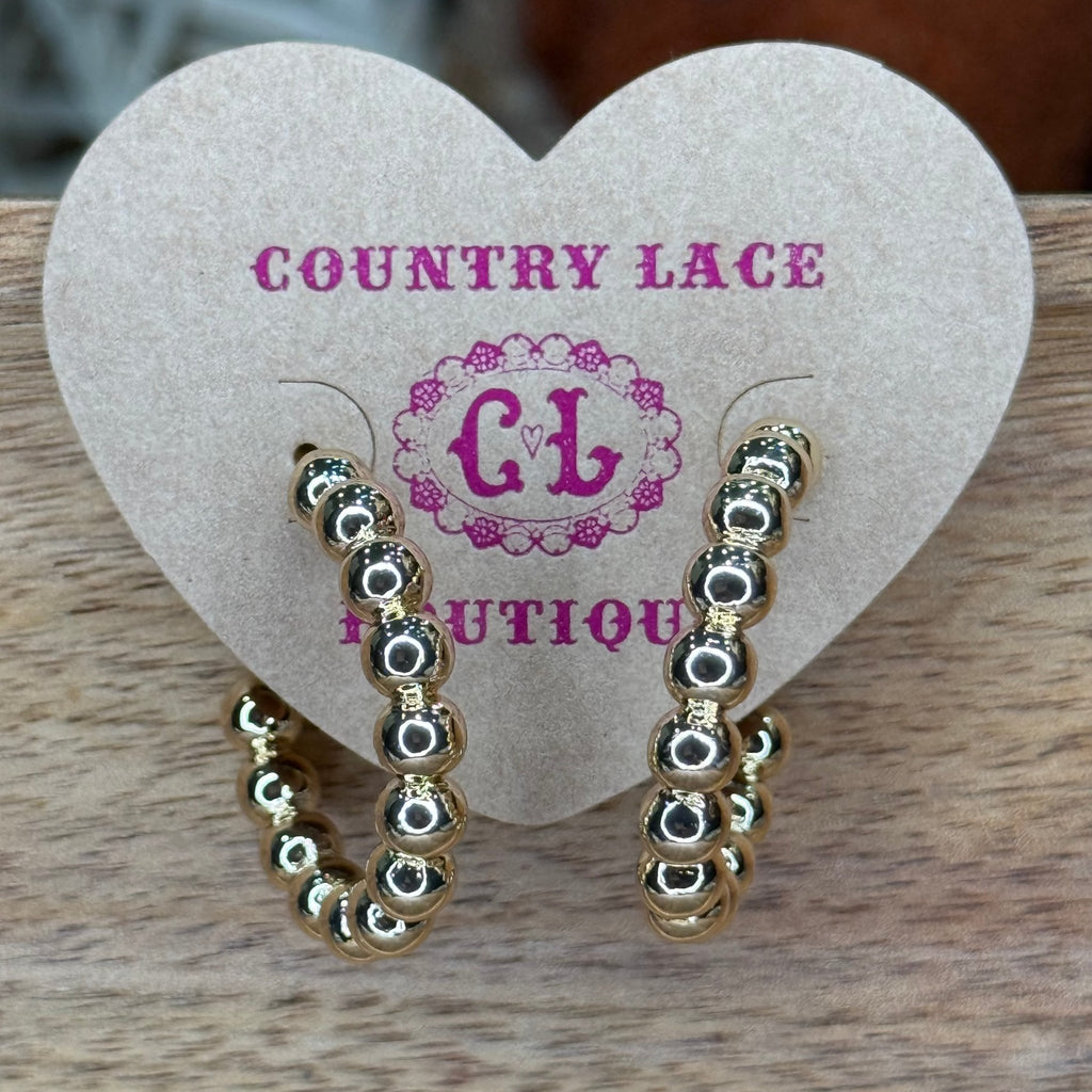 Basic Gold Ball Hoop Fashion Earring - Country Lace Boutique
