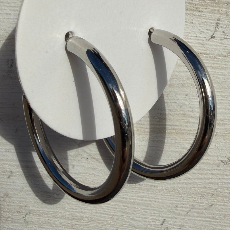 Basic Plain Silver Hoop Fashion Earrings - Country Lace Boutique