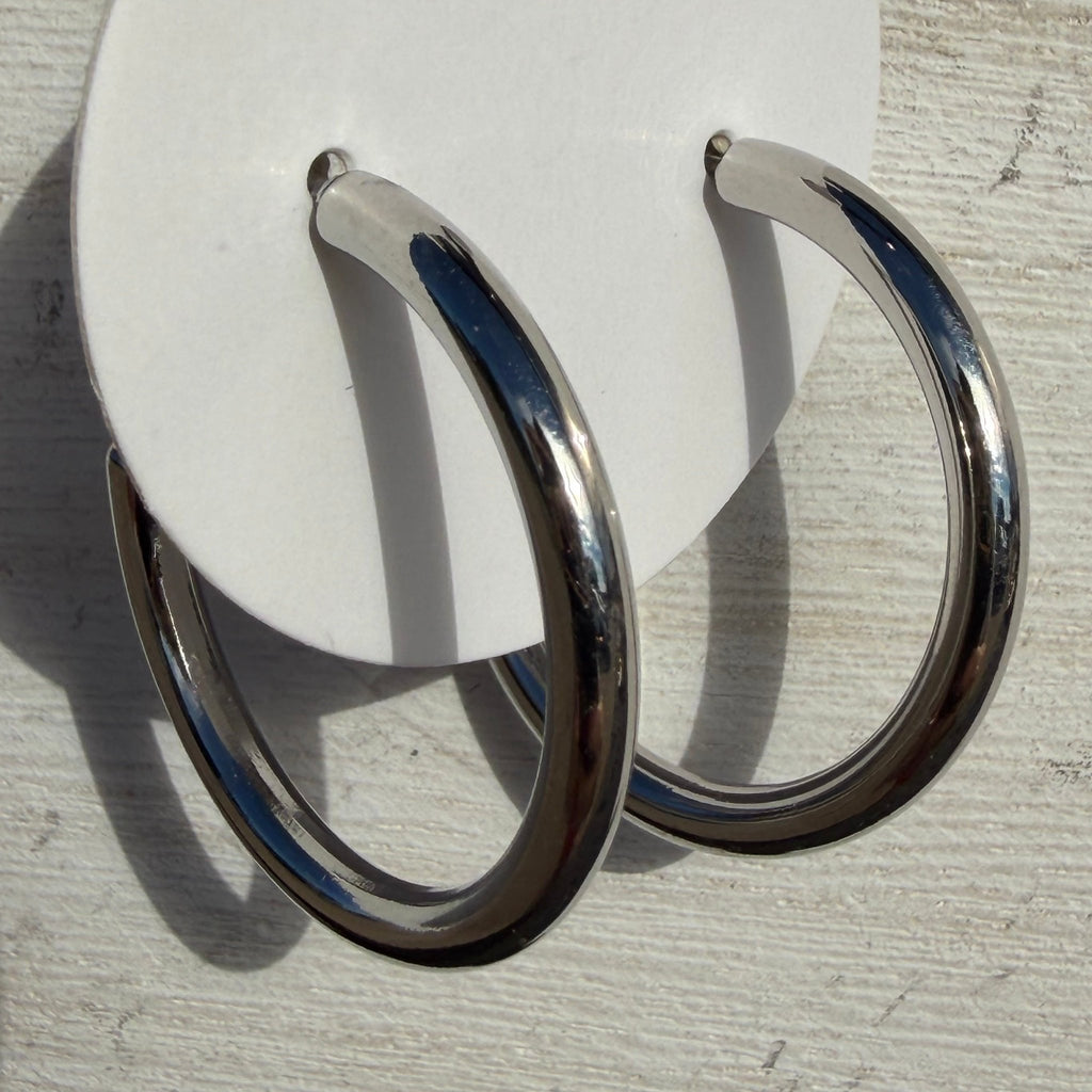 Basic Plain Silver Hoop Fashion Earrings - Country Lace Boutique